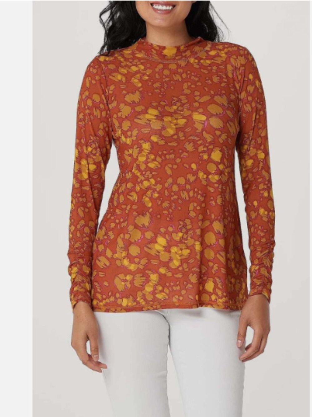 Logo Layers by Lori Goldstein Sheer Mock Neck Long Sleeve Top Lauren 1X